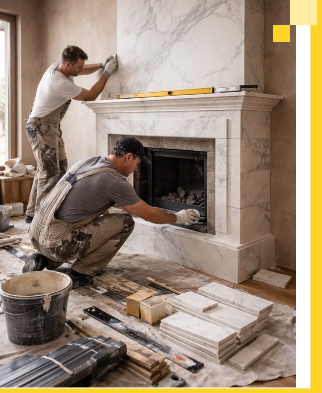 Отделка каминов в Шахтах качественные облицовочные работы