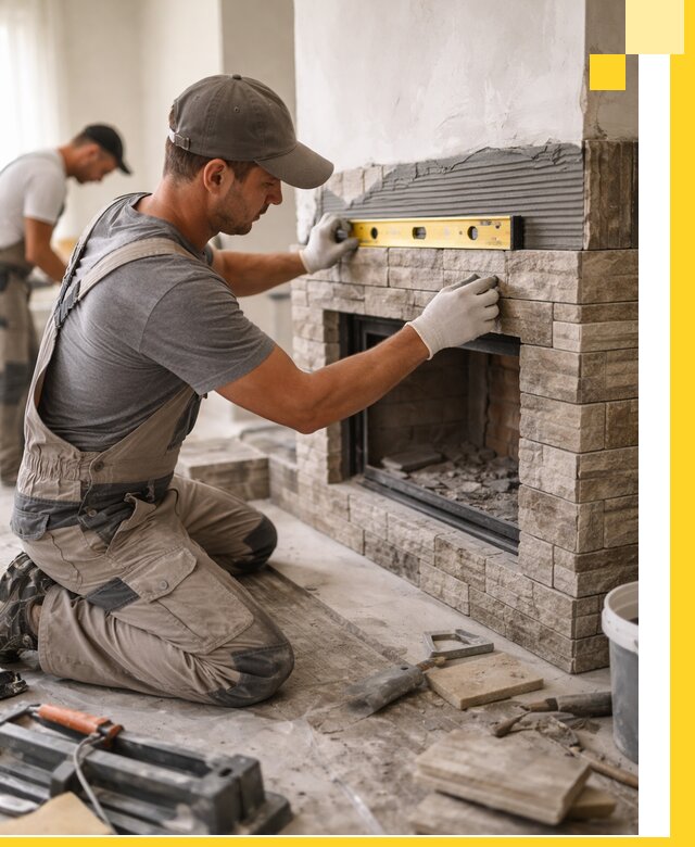 Облицовка каминов в Шахтах, монтаж и отделка натуральным камнем