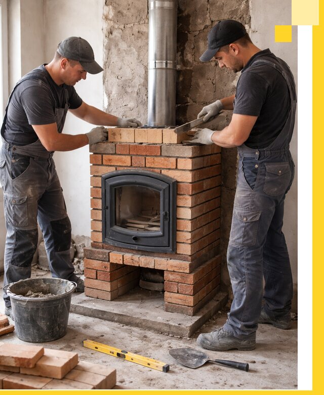 Монтаж печи камина под ключ в Шахтах с гарантией и пусконаладкой