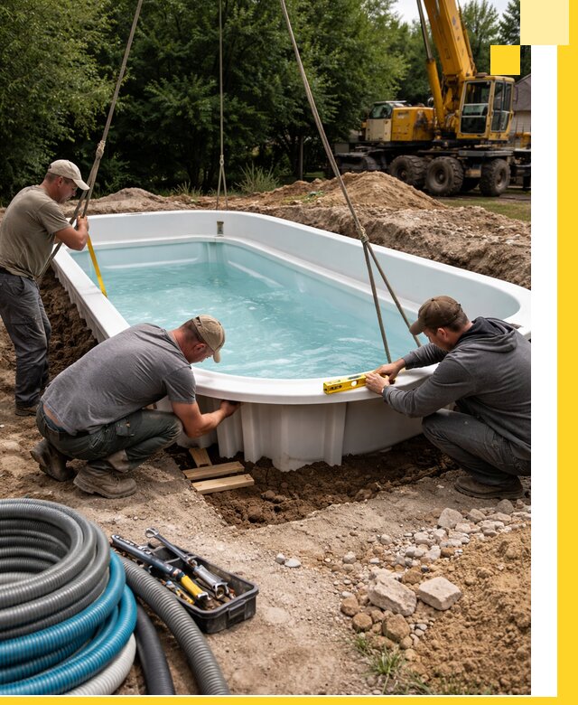 Установка и монтаж композитных бассейнов под ключ в Шахтах