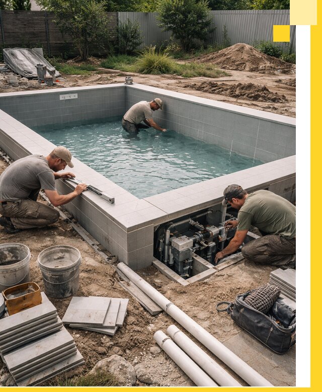 Строительство и монтаж бассейнов для дачи под ключ в Шахтах