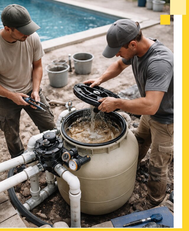 Установка и обслуживание песочных фильтров для бассейнов в Шахтах