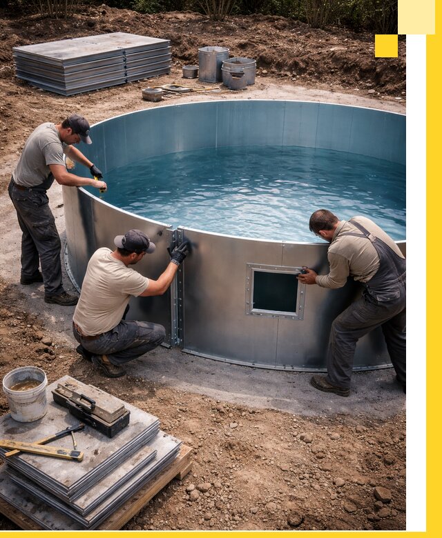 Круглые бассейны под ключ в Шахтах проектирование и монтаж