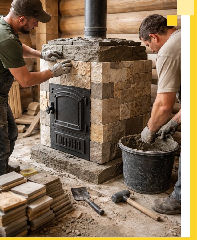 Облицовка банной печи под ключ в Шахтах: камень и плитка