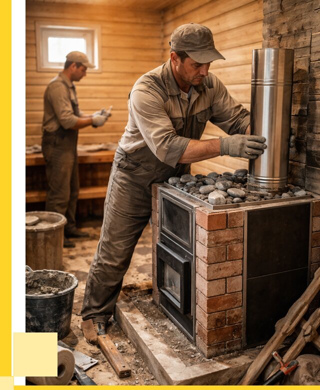 Монтаж печи в бане под ключ в Шахтах от 21706 р. | ЭриданШхт