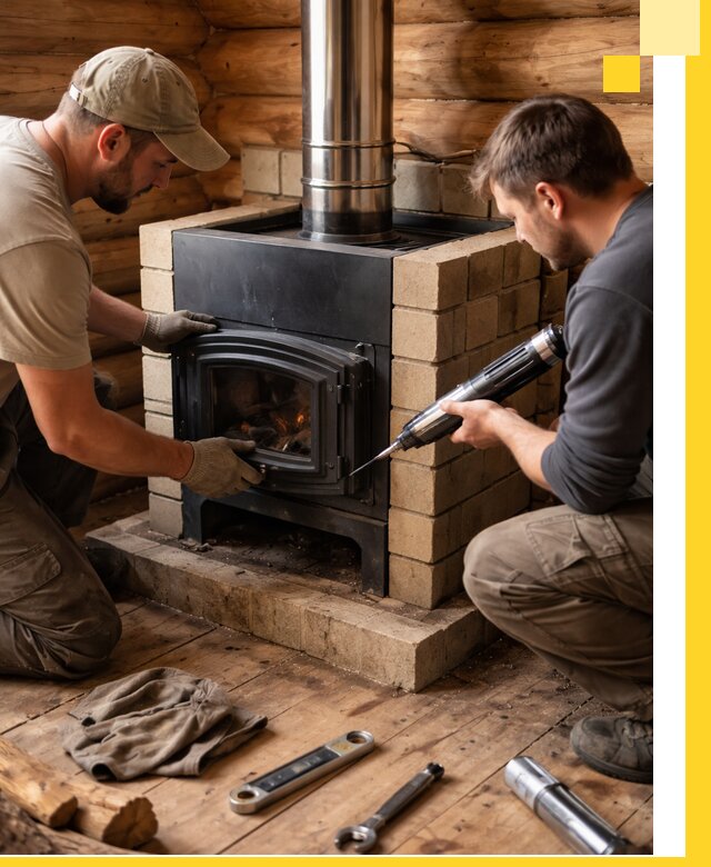 Монтаж и установка печи в бане под ключ с гарантией в Шахтах