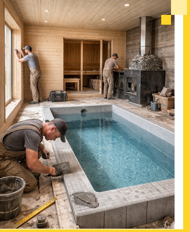 Проект бани с бассейном и сауной в Шахтах под ключ