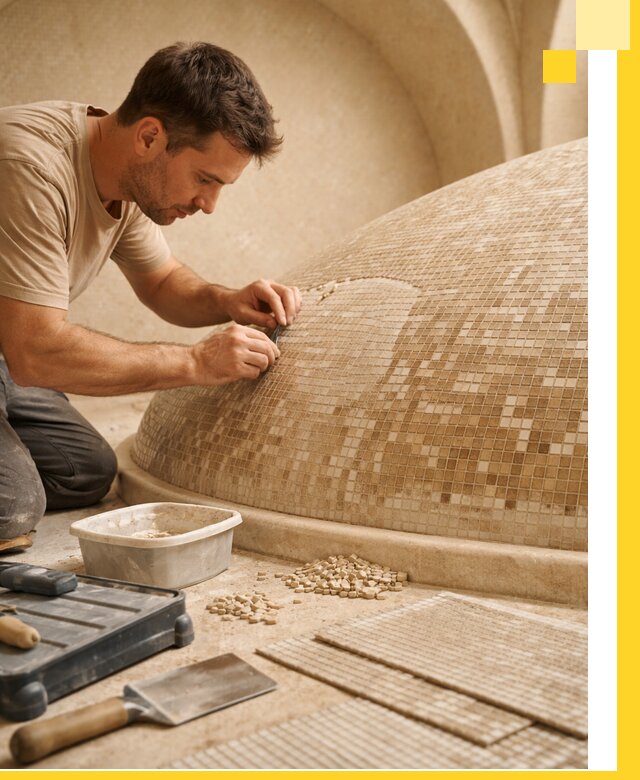 Профессиональная укладка мозаики для хамама под ключ в Шахтах