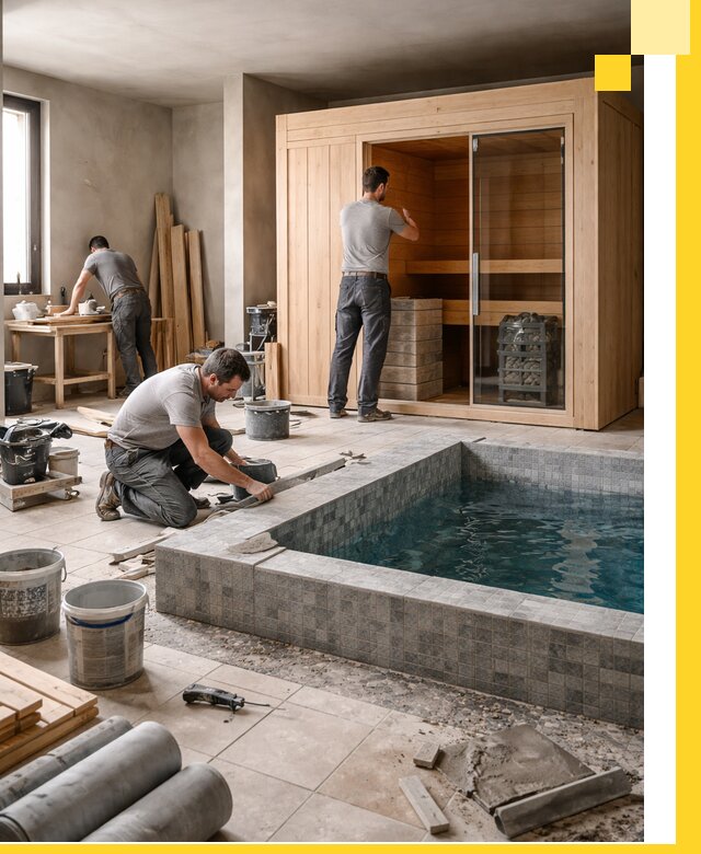 SPA зоны под ключ с бассейном сауной и печью в Шахтах